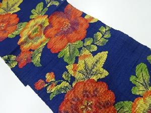 リサイクル　手織り紬楓に花模様織出し名古屋帯